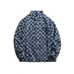 Plus Size Canvas Pull Over Plaid Jacket Motorcycle Men